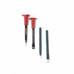 Set of black heavy-duty wrecking bars with flat ends and curved claws, ideal for prying and demolition.