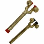 Oxygen and acetylene welding kit in a black case, includes regulators, torch, hoses, goggles, and accessories.