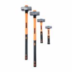 Set of Century USA sledgehammers with orange fiberglass handles, ideal for heavy-duty construction work.