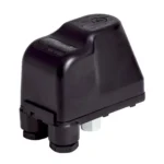 Black pressure switch for pumps, designed for automatic pressure control in water and air systems.