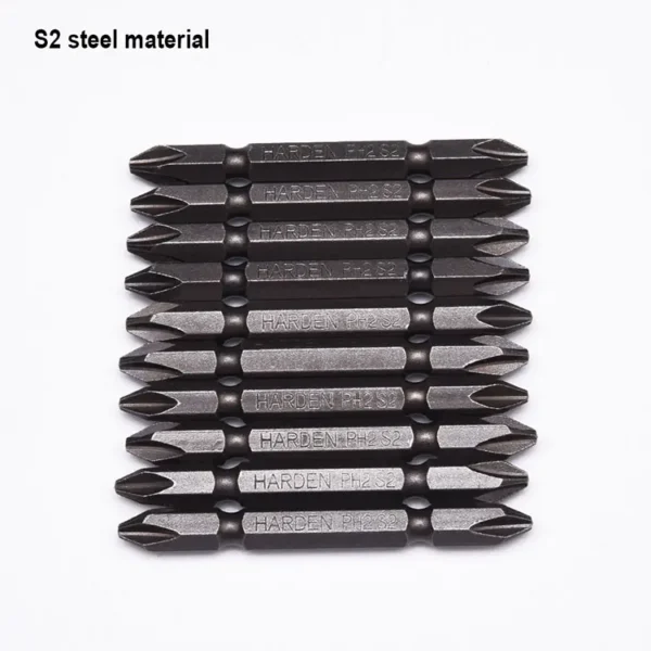 10Pcs S2 Screwdriver Bit Set – PH2 x 65mm | Hardened HRC 58-62 Precision Tools