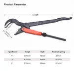 45° Bent Nose Pipe Wrench | 1"–2" Heavy-Duty Tools - Image 6