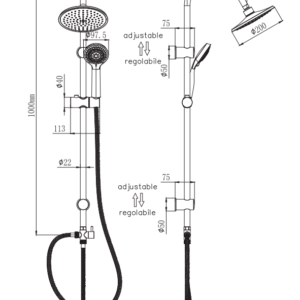 Laos M633 Shower Column with Diverter Italian Design