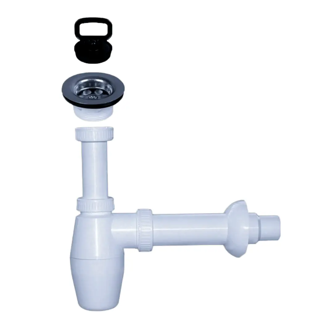 PVC BOTTLE TRAP 1-0.5-0.25 Inch, SS COVER, BRASS LINK CHAIN EURONA (4) 1-1/2", 1-1/4", SS COVER, BRASS LINK CHAIN