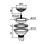 MARYPLAST Stainless Steel Basket Waste 1.5" – Anti-Clog Kitchen Sink Drain, Made in Italy
