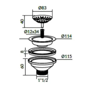 MARYPLAST Stainless Steel Basket Waste 1.5" – Anti-Clog Kitchen Sink Drain, Made in Italy