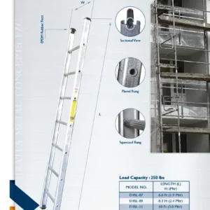EMC Heavy Duty Aluminium Straight Ladder | EHSL 7-23 Steps UAE