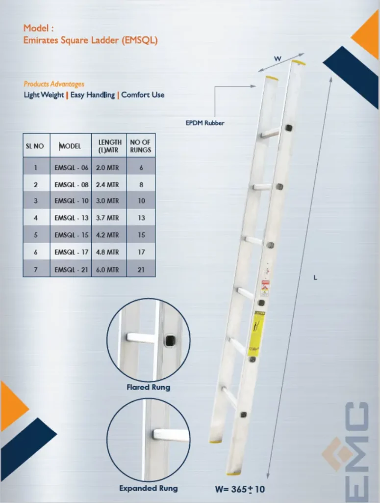 EMC Emirates Square Ladder | EMSQL Aluminium Ladder | UAE