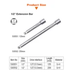 HARDEN 1/2" EXTENSION BAR | 125MM/250MM | CR-V | SOCKET - Image 8