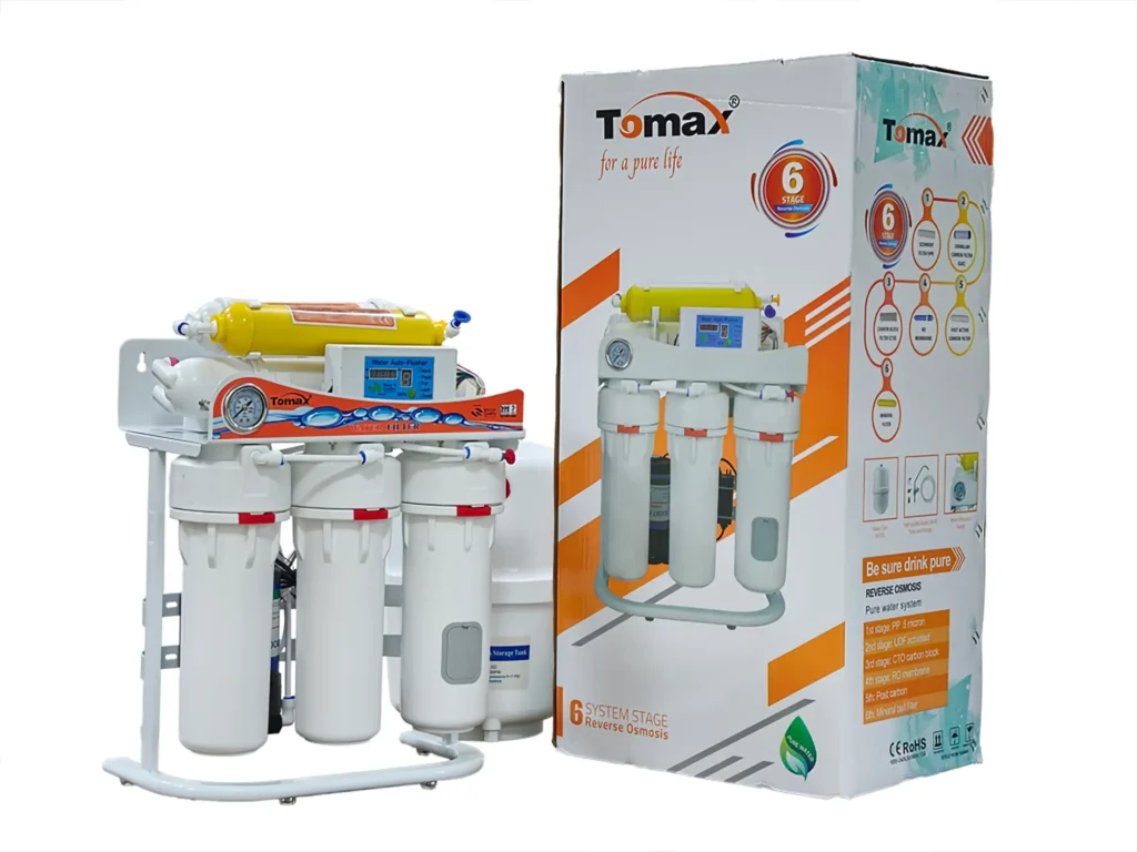 RO WATER FILTER 6 STAGE EASY HOUSING WITH STAND &TANK TOMAX