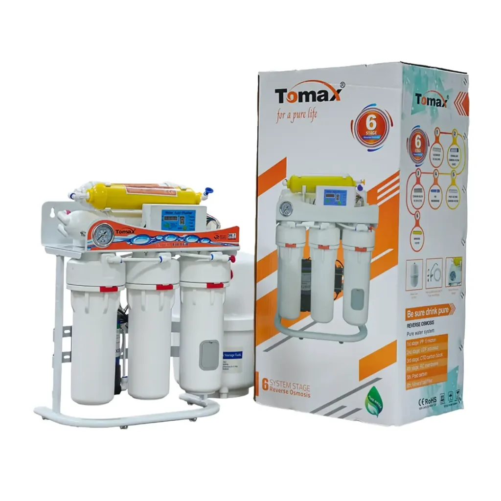 RO WATER FILTER 6 STAGE EASY HOUSING WITH STAND & TANK TOMAX