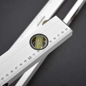 Folding measuring ruler with built-in spirit level and metric scale