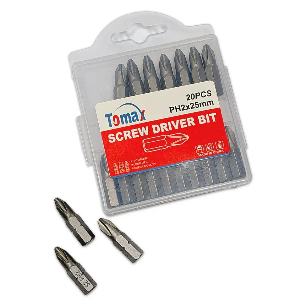 TOMAX SINGLE HEAD SCREWDRIVER BITS PH2 X 25MM (20PCS/PKT)