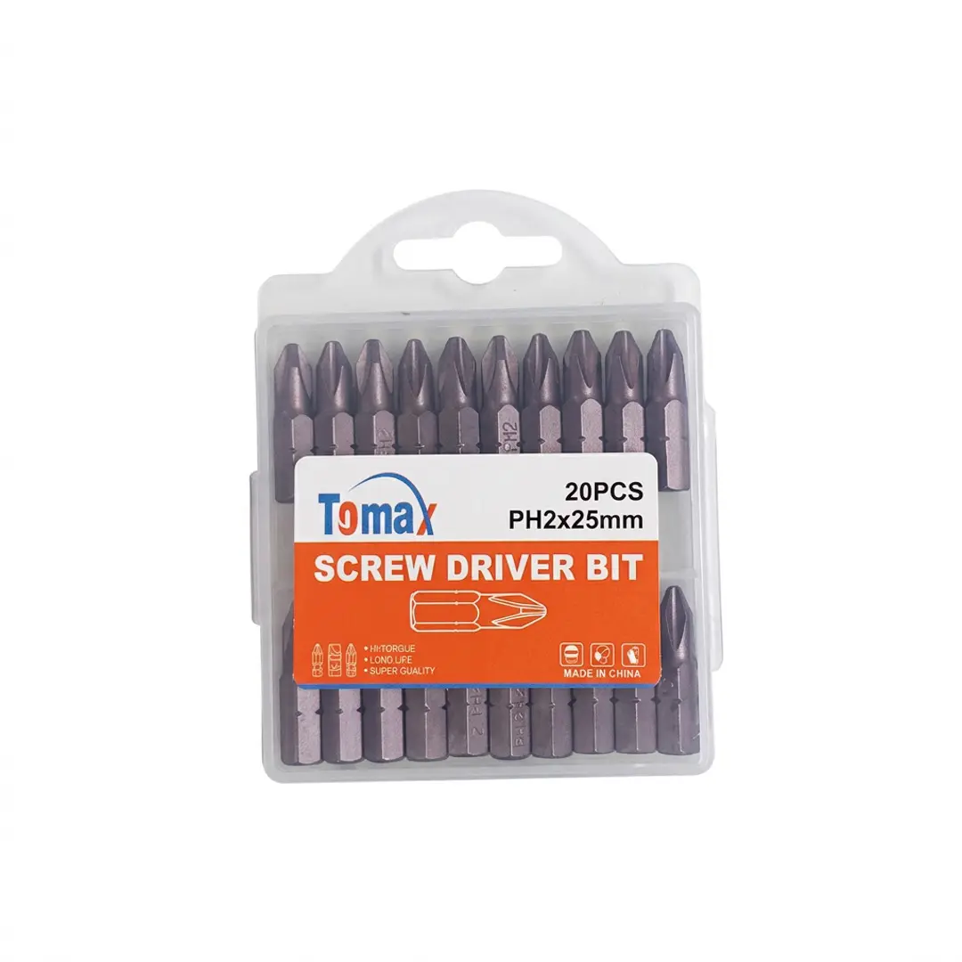 TOMAX SINGLE HEAD SCREWDRIVER BITS PH2 X 25MM (20PCS per PKT) 1. TOMAX SINGLE HEAD SCREWDRIVER BITS PH2 X 25MM (20PCS/PKT)