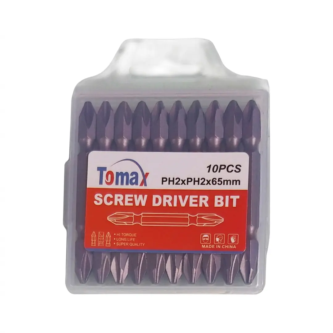 Tomax Double Headed Screwdriver bits PH2xPH2 x 65mm (10pcs per pkt) 1. TOMAX DOUBLE HEAD SCREWDRIVER BITS PH2XPH2X65MM (10PCS/PKT)