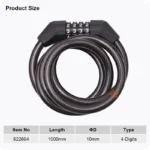 HARDEN Bicycle Cable Lock | 4-Digit | 1200x10mm | Steel - Image 11